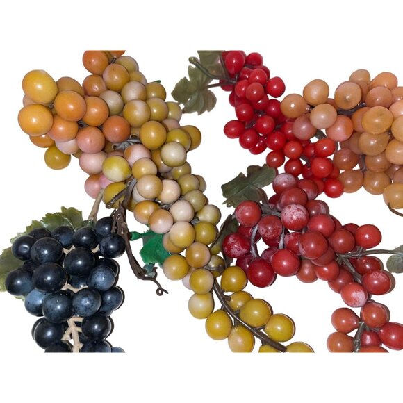 Vintage Faux Rubber Plastic MCM Grape Clusters For Home Table Decor - Picture 4 of 6